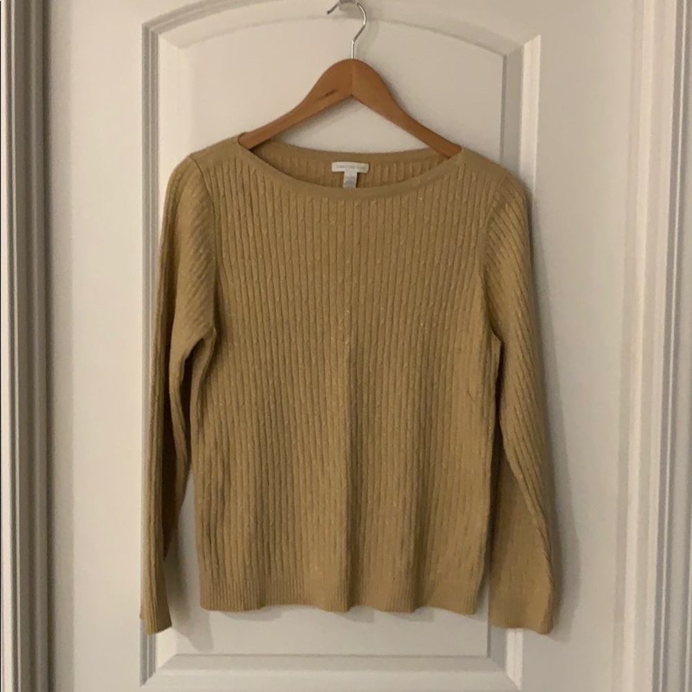 **Gold Delicate Cable Knit Sweater - Size L**